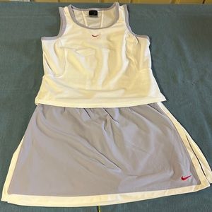 Nike tennis top and skort. White and lavender.